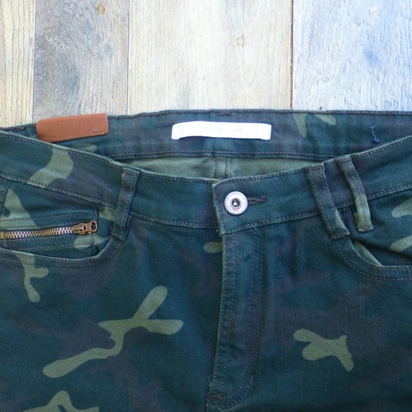 Zara Trafaluc Denimwear camouflage Sz. 10 jeans denim green - Picture 2 of 6